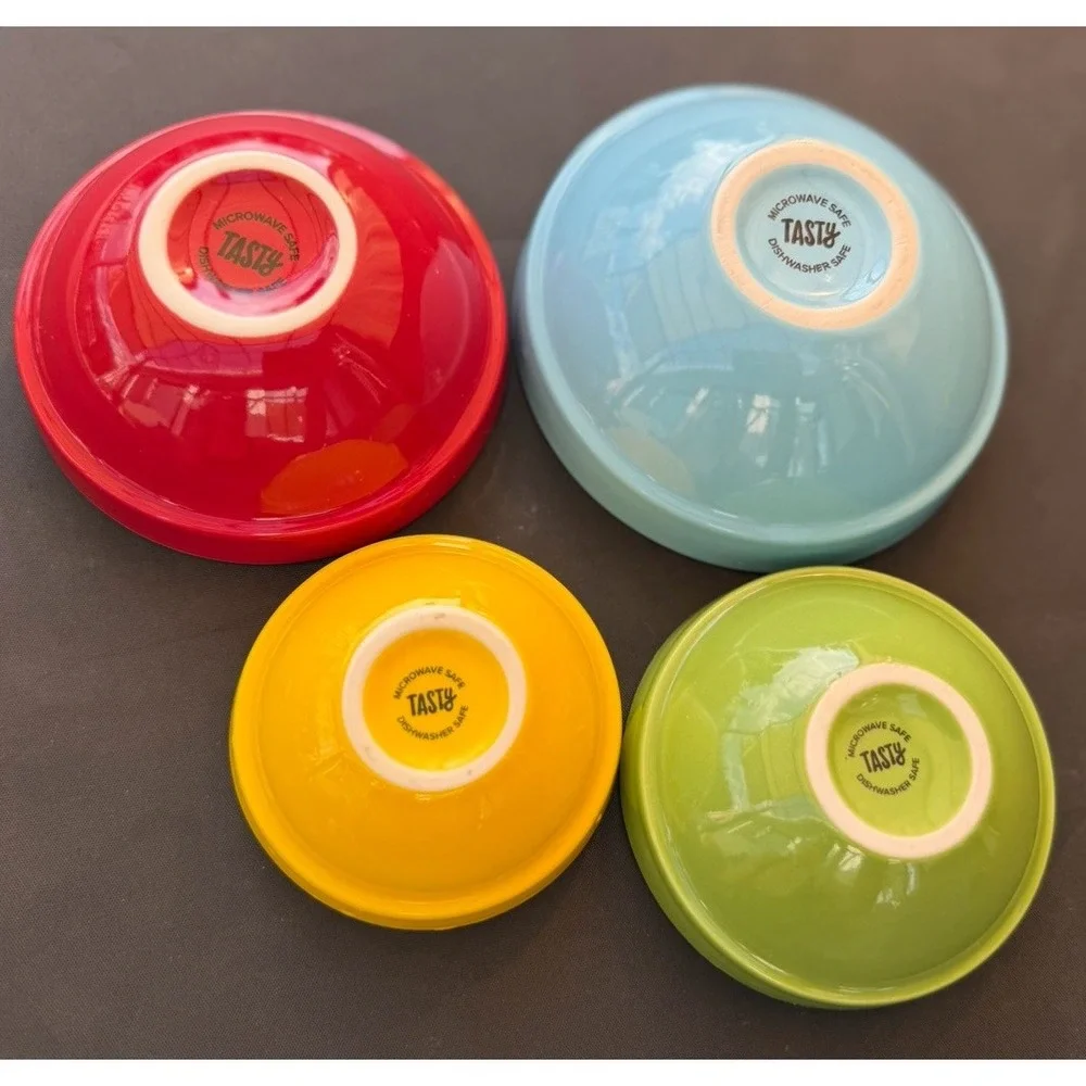 Tasty Sm. Condiment Bowls 4pc. Yellow Green Red and Blue